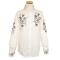 Manzini Offwhite/Chocolate Brown Embordired Long Sleeves 100% Cotton Shirt MZ-59